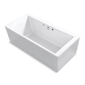 Kohler® 1958-GHW-0 Stargaze® Heated Air Bath With Bask® Heated Surface and Straight Shroud, BubbleMassage™, Rectangle Shape, 72 in L x 36-1/4 in W, Center Drain, White