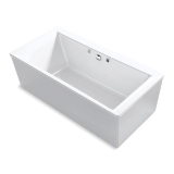 Kohler® 1958-GHW-0 Stargaze® Heated Air Bath with Bask® Heated Surface and Straight Shroud, BubbleMassage™, Rectangle Shape, 72 in L x 36-1/4 in W, Center Drain, White