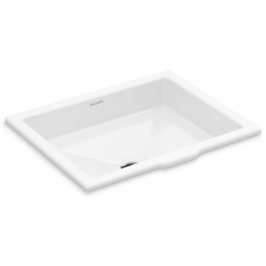 KALLISTA® P74235-WO-0 Perfect 19-13/16" Centric Rectangle Undermount Bathroom Sink with Slotted Overflow Stucco Fixture Lavatory Sink Vitreous, White