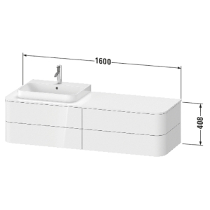 DURAVIT HP4973R9898 Happy D.2 Plus Vanity Unit, 16-1/8 in OAH x 63 in OAW x 21-3/4 in OAD, Wall Mount, Satin Matte Night Blue Cabinet