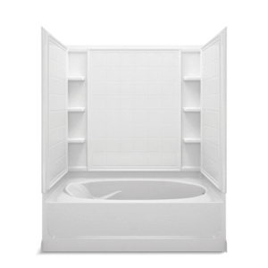 Sterling® 71110120-0 Tile Look Tile Bath/Shower, Ensemble®, 60-1/4 in L x 43-1/2 in W x 73-1/4 in H, Vikrell®, White