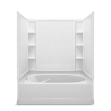 Sterling® 71110120-0 Tile Look Tile Bath/Shower, Ensemble™, 60-1/4 in L x 43-1/2 in W x 73-1/4 in H, Vikrell®, White