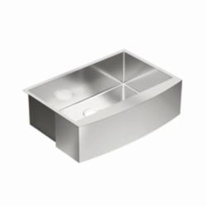 Moen® G18121 1800 Kitchen Sink, Brushed, Rectangle Shape, 28-1/4 in L x 16-5/8 in W x 9 in D Bowl, 21 in W x 13-1/4 in D x 30 in H, Under Mount, 18 ga Stainless Steel