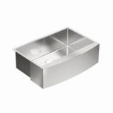 Moen® G18121 Kitchen Sink, Brushed, Rectangle Shape, 28-1/4 in L x 16-5/8 in W x 9 in D Bowl, 21 in W x 13-1/4 in D x 30 in H, Undermount, 18 ga Stainless Steel