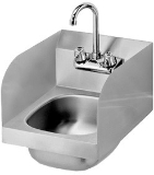 Krowne® HS-30L 12" Wide Space Saver Hand Sink with Side Splashes Compliant, Wrist Handles