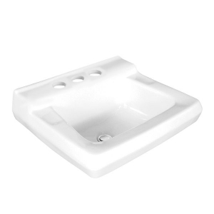 Mansfield® 1917C-4 WH Willow Run Lavatory With Consealed Front Overflow, 4 in Faucet Hole Spacing, 19-1/2 in W x 16-3/4 in D x 10 in H, Wall Mount, Vitreous China, White
