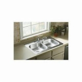 Sterling® 14633-4-NA Kitchen Sink with SilentShield® Technology, Middleton®, Luster, Rectangle Shape, 13-3/4 in Left, 13-3/4 in Right L x 15-1/2 in Left, 15-1/2 in Right W, 4 Faucet Holes, 33 in L x 22 in W x 6 in H, Top Mount, 20 ga Stainless Steel