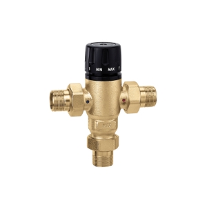 Caleffi MixCal™ 521600A 3-Way Adjustable Thermostatic and Pressure Balanced Mixing Valve, 1 in, MNPT, 200 psi, 1 gpm, Brass Body