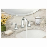 Moen® T6420 Eva® Widespread Bathroom Faucet, 1.5 gpm Flow Rate, 4 in H Spout, 8 to 16 in Center, Chrome, 2 Handles, Pop-Up Drain
