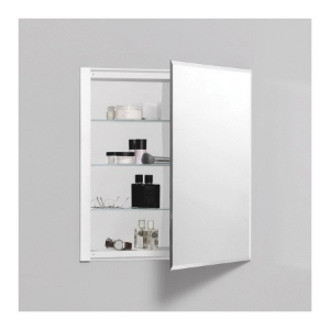 Robern® RC2426D4FB1 Single Door Medicine Cabinet with Interior Bevel Edge Front Mirror, R3 Series, 24 in OAW x 26 in OAH, Aluminum, Satin Anodized