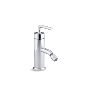 Kohler® 14434-4A-CP Bidet Faucet, Purist®, 2.2 gpm Flow Rate, 2-3/8 in H Spout, Polished Chrome, 1 Handle, Pop-Up Drain