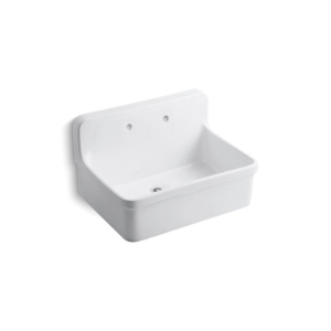 Kohler® 12787-0 Gilford™ Scrub-Up/Plaster Sink, Rectangle Shape, 30 in W x 22 in D, Wall Mount, Vitreous China, White