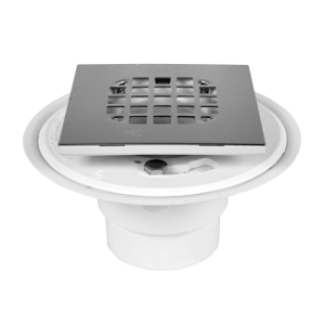 130 Shower Drain With Square Snap-Tite Strainer, 2 or 3 in, Solvent Weld, PVC Drain redirect to product page