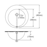 Elkay® LLVR192 Bathroom Sink, Asana™, Circular Shape, 4 in Faucet Hole Spacing, 19 in W x 19 in D x 7 in H, Top Mount, 304 Stainless Steel, Lustertone