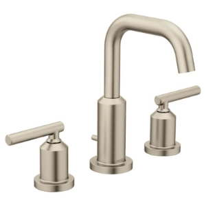 Moen® T6142BN Gibson™ Widespread Bathroom Faucet, 1.2 gpm, 8-5/16 in H Spout, 8 to 16 in Center, Brushed Nickel, 2 Handles, Pop-Up Drain