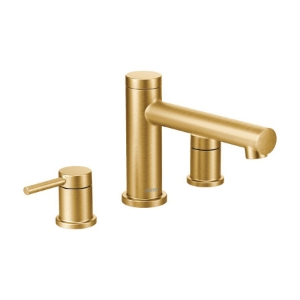 Moen® T393BG Align™ Roman Tub Faucet, 10 in Center, Brushed Gold, 2 Handles, Function: Traditional