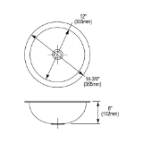 Elkay® ELUH12 Bathroom Sink, Asana™, Circular Shape, 14-3/8 in W x 14-3/8 in D x 6 in H, Under Mount, Stainless Steel, Lustertone