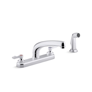 Kohler® 810T21-4AFA-CP Triton® Bowe® Kitchen Sink Faucet, 1.8 gpm Flow Rate, 8 in Center, Swivel Spout, Polished Chrome, 2 Handles