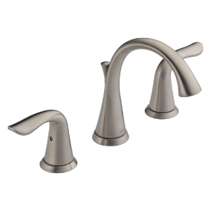 DELTA® 3538-SSMPU-DST Lahara® Widespread Lavatory Faucet, 1.5 gpm Flow Rate, 3-5/8 in H Spout, 4 to 16 in Center, Stainless, 2 Handles, Pop-Up Drain