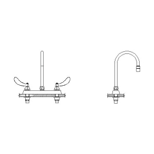 DELTA® 26C3934-LS Sink Faucet, 1.5 gpm, 8 in Center, Gooseneck Spout, Chrome Plated, 2 Handles, No Side Spray