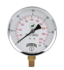 WINTERS PEM153 Economy Pressure Gauge, 30 in Hg/0 to 30 psi, 1/4 in NPT Connection, 2-1/2 in Dial, +/- 3-2-3 %