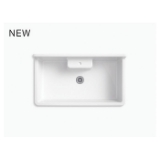 Kohler® 21103-2HW-0 Farmstead® Kitchen Sink, Rectangular Shape, 2 Faucet Holes, 45 in L x 25 in W x 13-7/8 in H, Freestanding Mount, Enameled Cast Iron, White