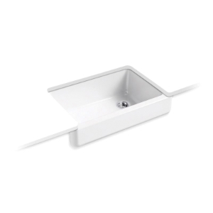 Kohler® 5826-0 Whitehaven® Kitchen Sink with Short Apron, Rectangular Shape, 32-1/2 in W x 9-5/8 in D x 21-9/16 in H, Undermount, Enameled Cast Iron, White