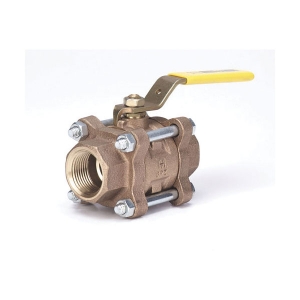 Milwaukee Valve 17722 BA-300 3-Piece Ball Valve With Handle, 1/2 in Nominal, NPT End Style, Cast Bronze Body, Full Port, PTFE/RPTFE Softgoods, Domestic