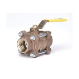 Milwaukee Valve 17723 BA-300 3-Piece Ball Valve With Handle, 3/4 in Nominal, NPT End Style, Cast Bronze Body, Full Port, PTFE/RPTFE Softgoods, Domestic