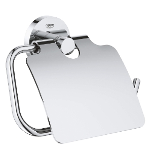 GROHE 40367001 Toilet Paper Holder with Cover, Essentials, 119 mm H, Metal, StarLight® Polished Chrome