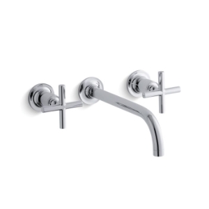 Kohler® T14414-3-CP Purist® Wall-Mount Bathroom Sink Faucet Trim With Cross Handles, 1.2 gpm, Polished Chrome