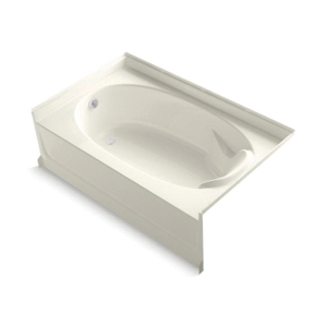 Sterling® 71101110-96 Bathtub, Ensemble®, Oval Shape, 60 in L x 37-1/2 in W, Left Drain, Biscuit