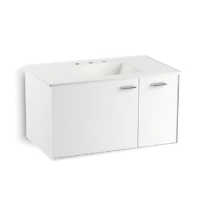 Kohler® 99543-R-1WA Jute® Bathroom Vanity Cabinet, 19-1/2 in OAH x 36 in OAW x 21-7/8 in OAD, Wall Mount, Linen White Cabinet