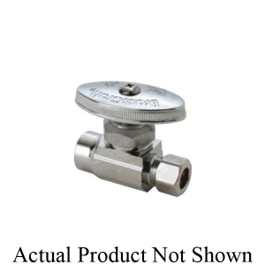 BrassCraft® R14X R1 Multi-Turn Straight Stop, 1/2 x 3/8 in Nominal, C x Compression, 125 psi, Brass Body, Rough Brass