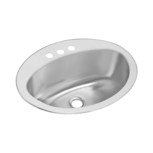 Elkay® LLVR21172 Bathroom Sink, Asana™, Oval Shape, 4 in Faucet Hole Spacing, 20-3/8 in W x 16-7/8 in D x 6-1/4 in H, Top Mount, 304 Stainless Steel, Lustertone