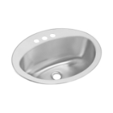 Elkay® LLVR21172 Bathroom Sink, Asana™, Oval Shape, 4 in Faucet Hole Spacing, 20-3/8 in W x 16-7/8 in D x 6-1/4 in H, Top Mount, 304 Stainless Steel, Lustertone