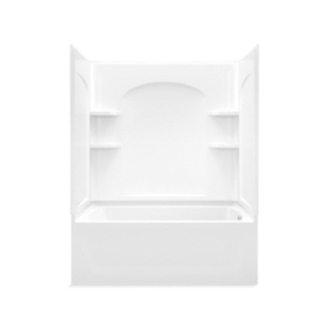 Sterling® 71220128-0 Above Floor Drain Bath/Shower, Ensemble™, 60-1/4 in L x 33-1/4 in W x 77-1/4 in H, Vikrell®, White