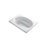 Kohler® 1113-0 Windward® Rim Style Bathtub with End Drain, Windward®, Soaking, Rectangle Shape, 60 in L x 42 in W, End Drain, White