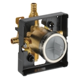 DELTA® R10000-PFS-PXWS MultiChoice® Universal Prefab Shower Rough-In Valve Body, 1/2 in PEX Crimp Inlet x 1/2 in PEX Crimp Outlet, Forged Brass Body