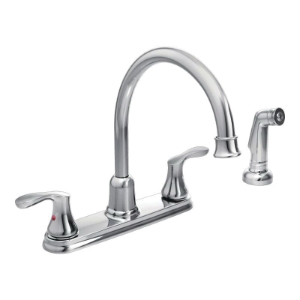 CFG 40619 Kitchen Faucet, Cornerstone™, Residential, 1.5 gpm Flow Rate, 8 in Center, High-Arc Spout, Polished Chrome, 2 Handles