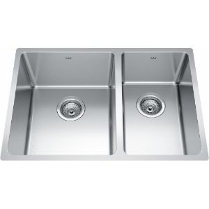 Kindred BCU1827R-9N Brookmore 26.6-in LR x 18.2-in FB x 9-in DP Undermount Double Bowl Stainless Steel Sink