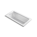 Kohler® 1946-0 Archer® Bathtub with Reversible Drain, Soaking, Rectangular Shape, 60 in L x 30 in W, End Drain, White
