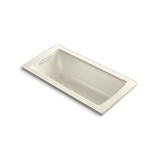 Kohler® 1946-96 Archer® Bathtub with Reversible Drain, Soaking, Rectangular Shape, 60 in L x 30 in W, End Drain, Biscuit