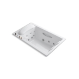 Kohler® 1360-H2-0 RiverBath® Bathtub, Chromatherapy/RiverBath Whirlpool, Rectangle Shape, 75 in L x 45 in W, Center Drain, White