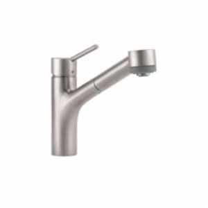 Hansgrohe 06462860 Talis S Pull-Out Kitchen Faucet, Residential, 1.75 gpm Flow Rate, 150 deg Swivel Spout, Steel Optik, 1 Handle, 1 Faucet Hole