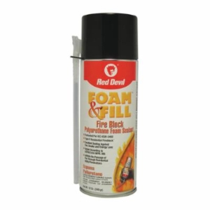 Red Devil® Foam and Fill® 0915 Expanding Fire Block Foam Sealant, 12 oz Aerosol Can with Nozzle, Aerosol Can Form, Champagne, 1.3 g/cu-cm