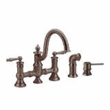 Moen® S713ORB Waterhill™ Bridge Kitchen Faucet, 1.5 gpm Flow Rate, 8 in Center, Oil Rubbed Bronze, 2 Handles