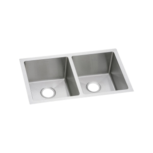 Elkay® EFRU311810T Crosstown® Transitional Kitchen Sink, Polished Satin, Rectangle Shape, 13-1/2 in Left, 13-1/2 in Right L x 16 in Left, 16 in Right W x 10 in Left, 10 in Right D Bowl, 30-3/4 in L x 18-1/2 in W x 10 in H, Undermount