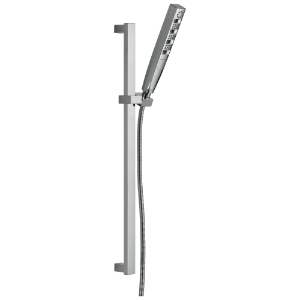 DELTA® 51140-PR 4-Setting Hand Shower, 4 Shower Head, 1.75 gpm Flow Rate, 82 in L Hose, 1/2-14 NPSM Connection, Lumicoat® Chrome