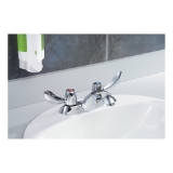 DELTA® 21C142 TECK® Heavy Duty Centerset Sink Faucet, Chrome, 2 Handles, 1.5 gpm Flow Rate